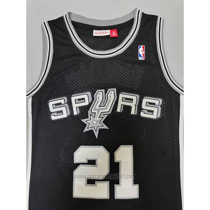 Camiseta San Antonio Spurs Tim Duncan #21 Mitchell & Ness 1998-99 Negro2
